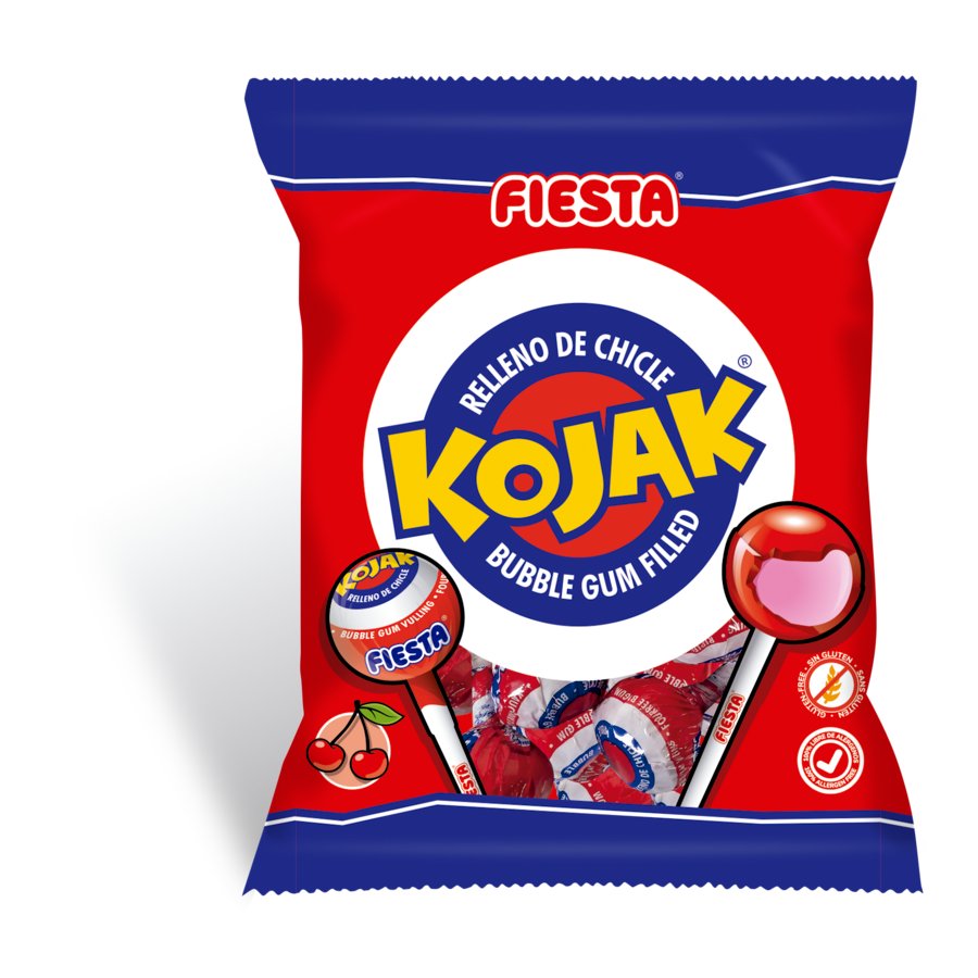 Caramelos palo FIESTA Kojak cereza 7 unidades 105 g
