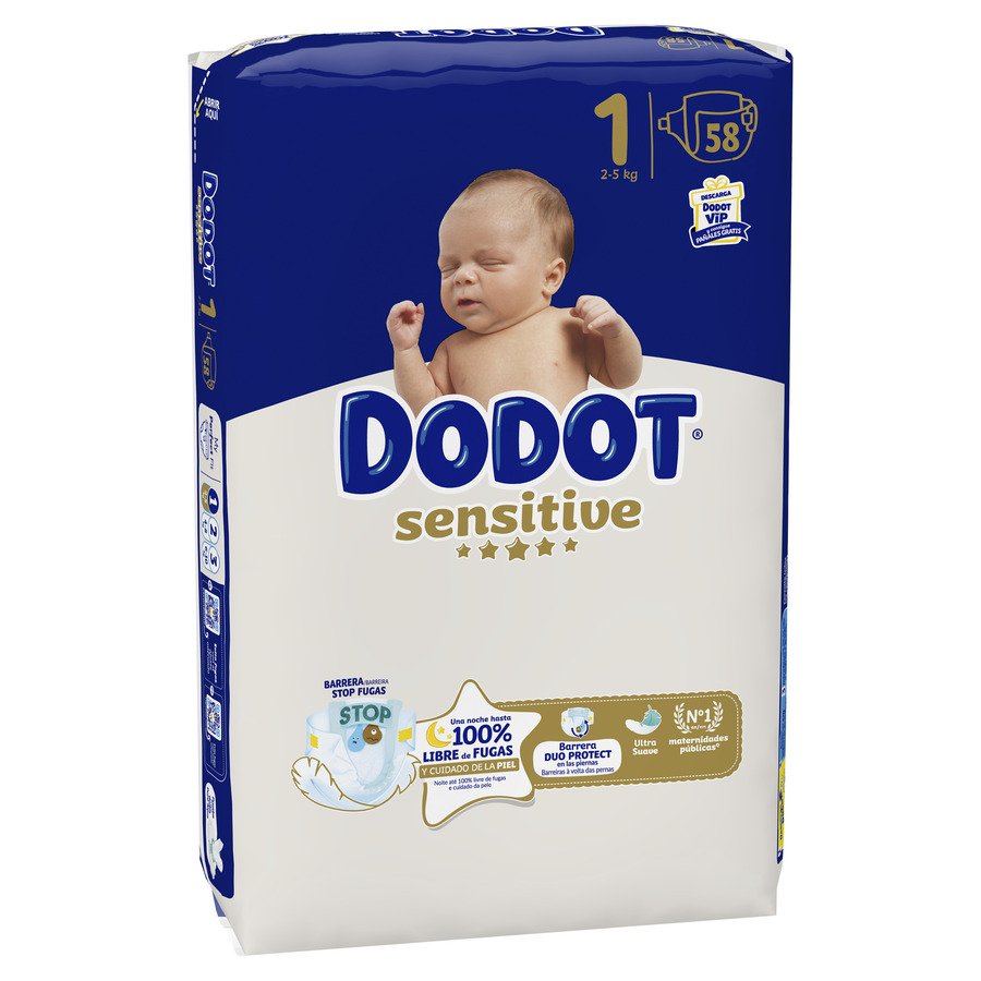 Pañal DODOT sensitive T1 2-5 KG 58 unidades