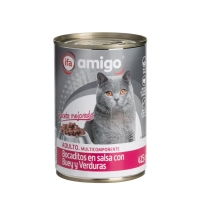 Alimento gato bocadiños salsa boi-fígado-verdura  IFA AMIGO 415 g
