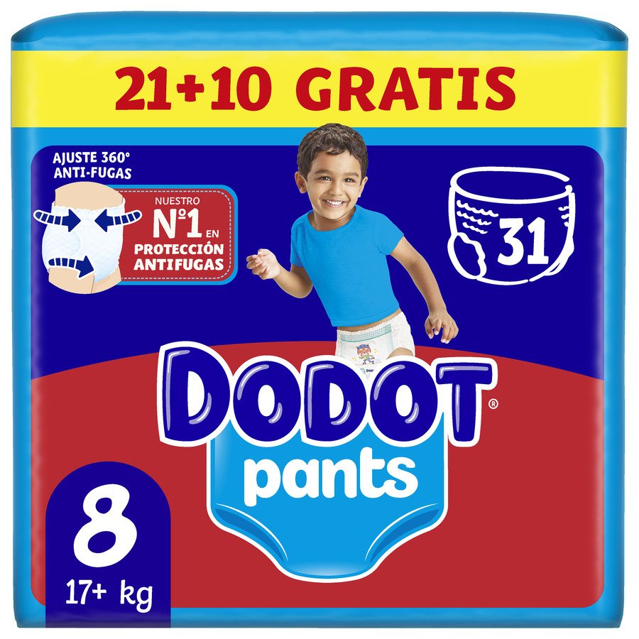 Pañal aprendizaje DODOT Pants talla-8 21 unidades + 10 unidades gratis