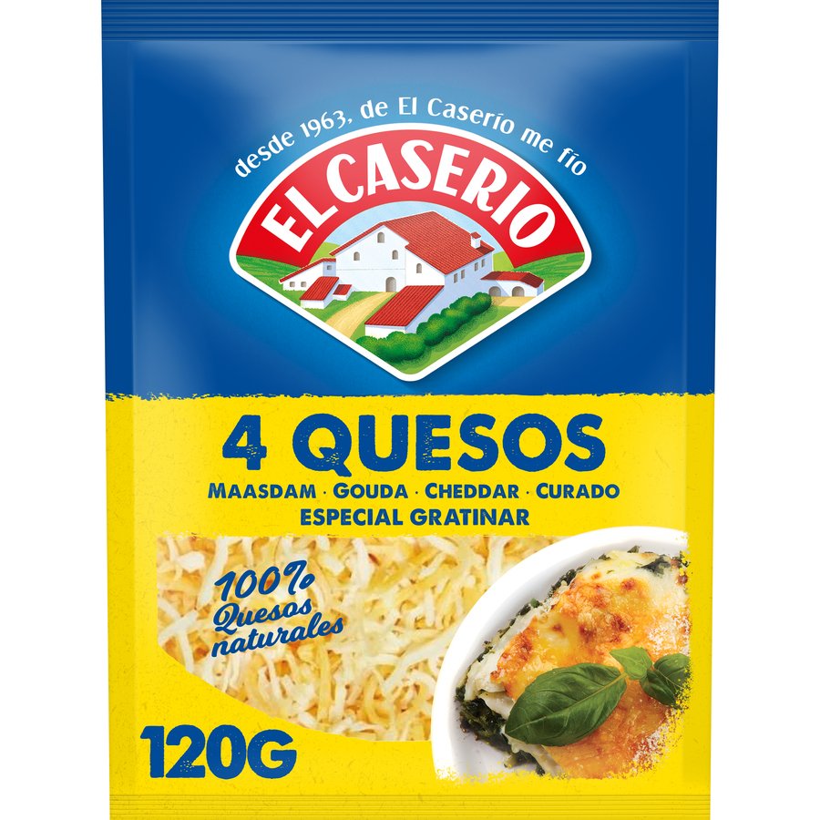 Imagen de Queso rallado 4 Quesos EL CASERIO Especial Gratinar bolsa 120 g