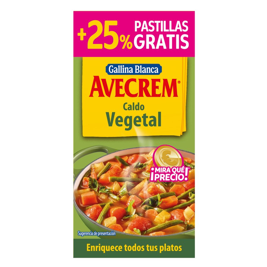 Caldo AVECREM vegetal 8 pastillas 80 g