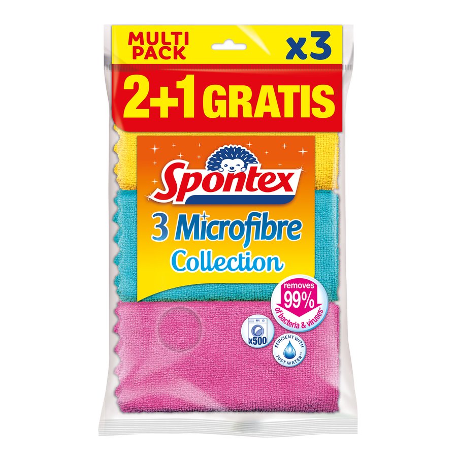 Bayeta SPONTEX microfibra collection 2 unidades + 1 gratis
