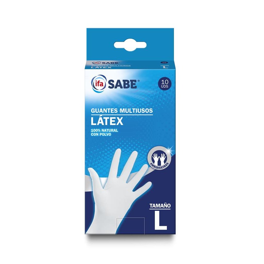 Guantes multiusos látex IFA SABE talla grande 10 unidades