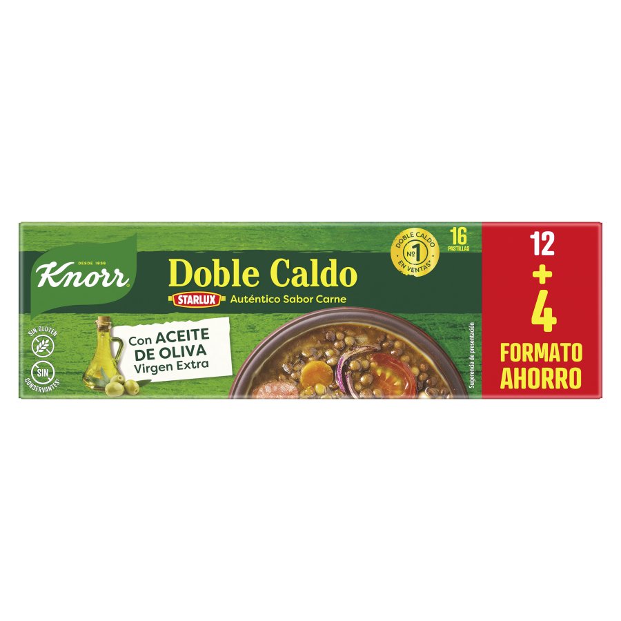 Doble caldo carne KNORR estuche 16 pastillas 160 g