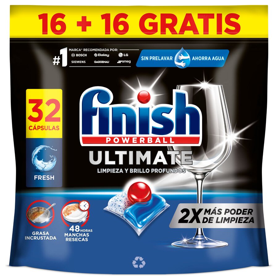 Lavavajillas máquina pastilla FINISH ultimate 16 unidades
