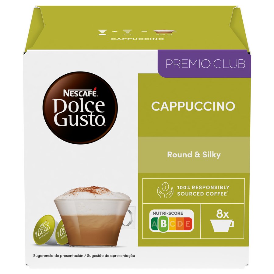 Café cápsulas Nescafé DOLCE GUSTO Cappuccino (8 unidades leche + 8 unidades café) 186,4 g