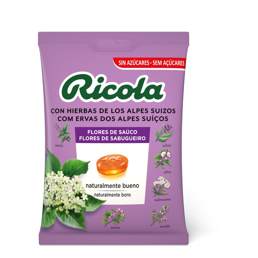 Caramelos RICOLA Flor de Saúco sin azúcar bolsa 70 g