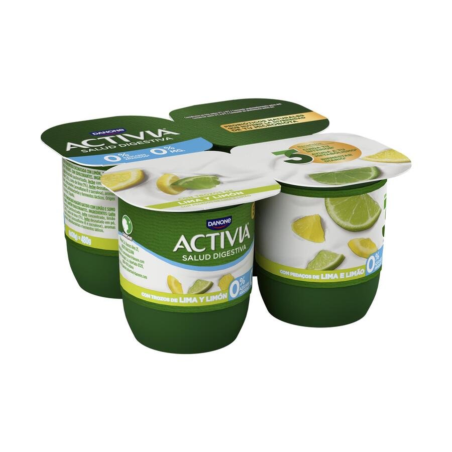 Bífidus ACTIVIA DANONE con lima limón 0% pack 4x120 g