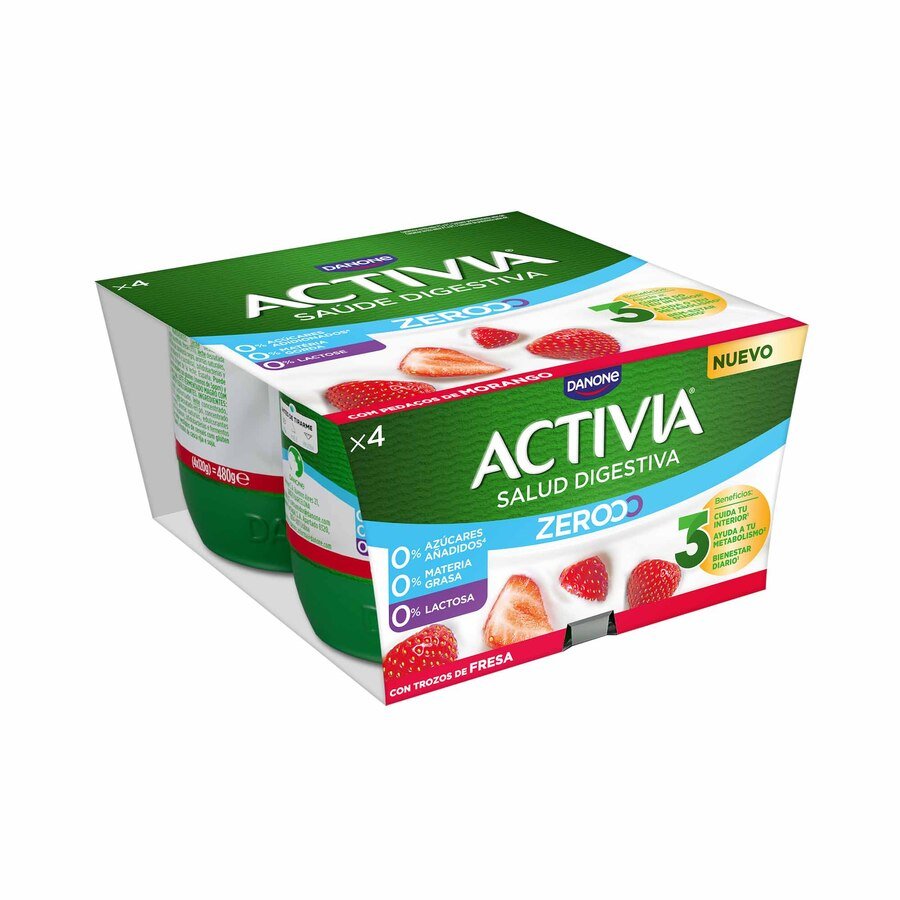 Bífidus ACTIVIA DANONE fresa Zerooo 4x120 g