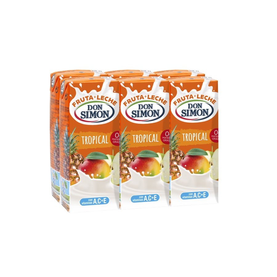Bebida fruta y leche DON SIMON Tropical pack 6 x 200 ml