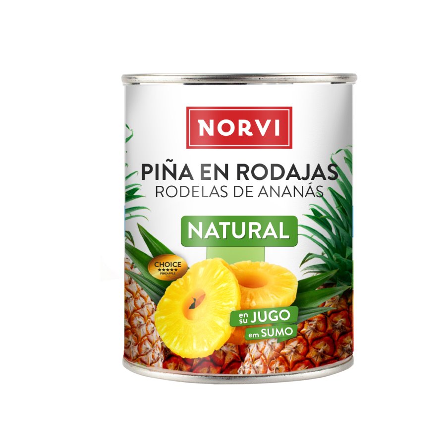 Piña en su jugo NORVI lata 500 g pne.