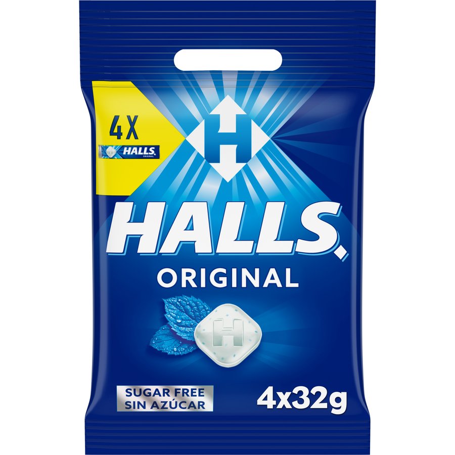Caramelos HALLS Original sin azucar pack 4x32 g