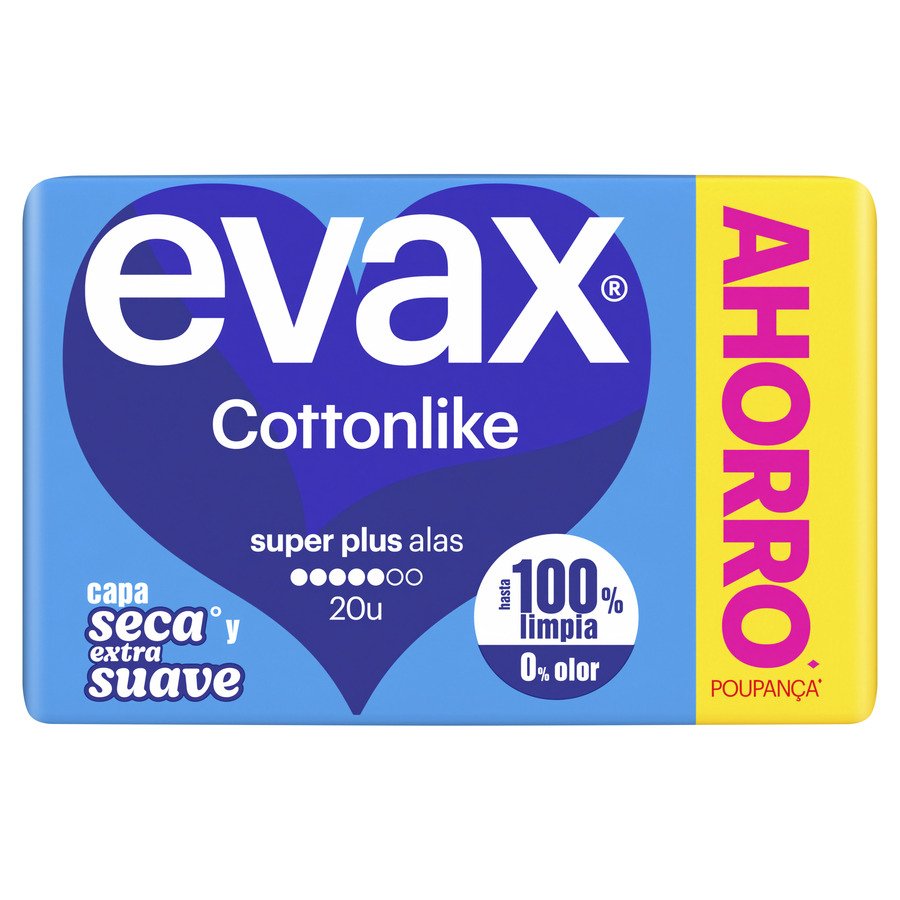 Imagen de Compresas EVAX Cottonlike Super Plus alas 20 unidades