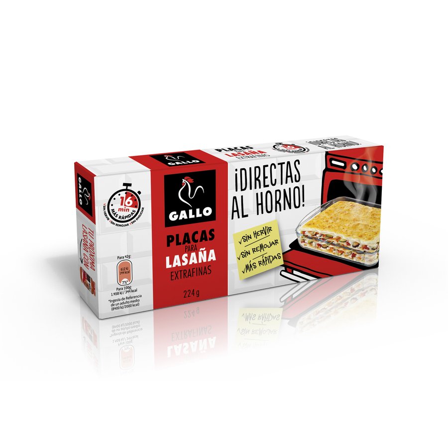 Placas lasaña precocidas GALLO 224 g