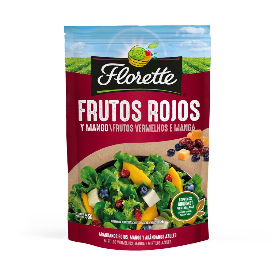 Frutos rojos y mango FLORETTE bandeja 55 g