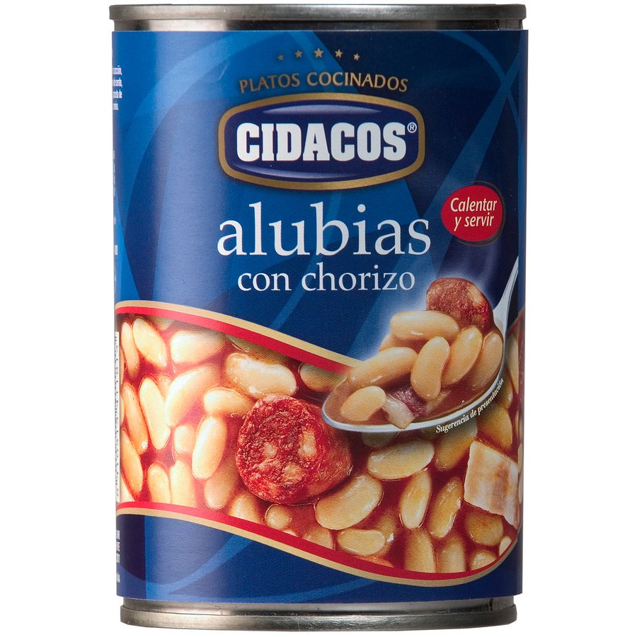Alubias con chorizo CIDACOS bote 420 g pn.