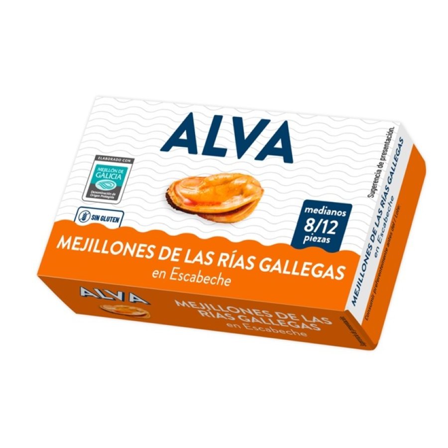 Mejillones Rías Gallegas ALVA en escabeche de las 8/12 111 g pn.