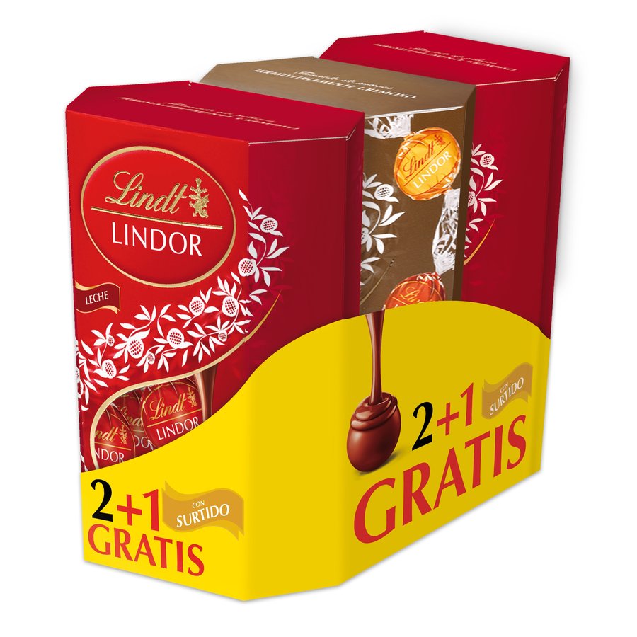 Imagen de Bombones LINDT LINDOR leche 2X137g+LINDOR surtido regalo