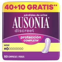 Compresas AUSONIA Discreet mini 40 unidades + 10 unidades de balde
