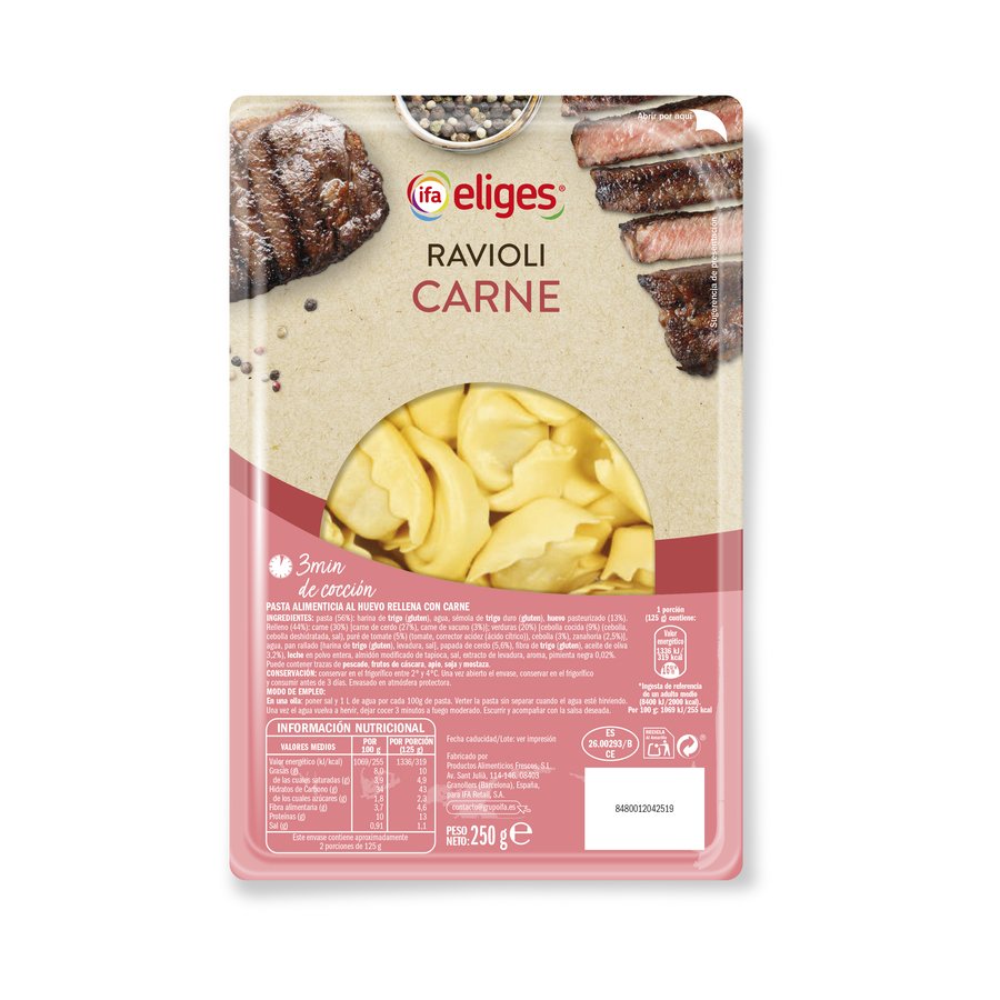 Ravioli carne IFA ELIGES 250 g