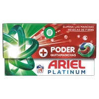 Detergente caps ARIEL Pods Platinum + Poder Quitamanchas 19 unidades