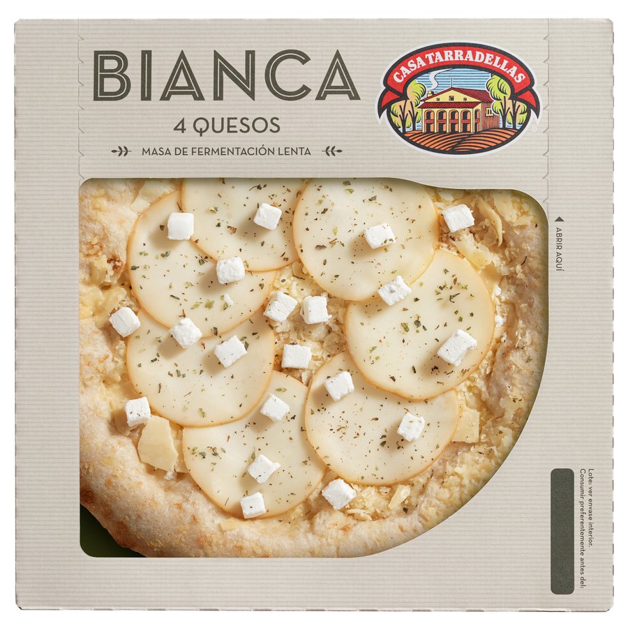Pizza fresca TARRADELLAS masa de fermentación lenta bianca 4 quesos 400 g