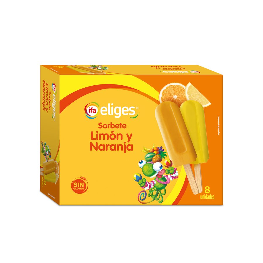 Sorbetes 4 naranja + 4 limón IFA ELIGES sin gluten 560 g