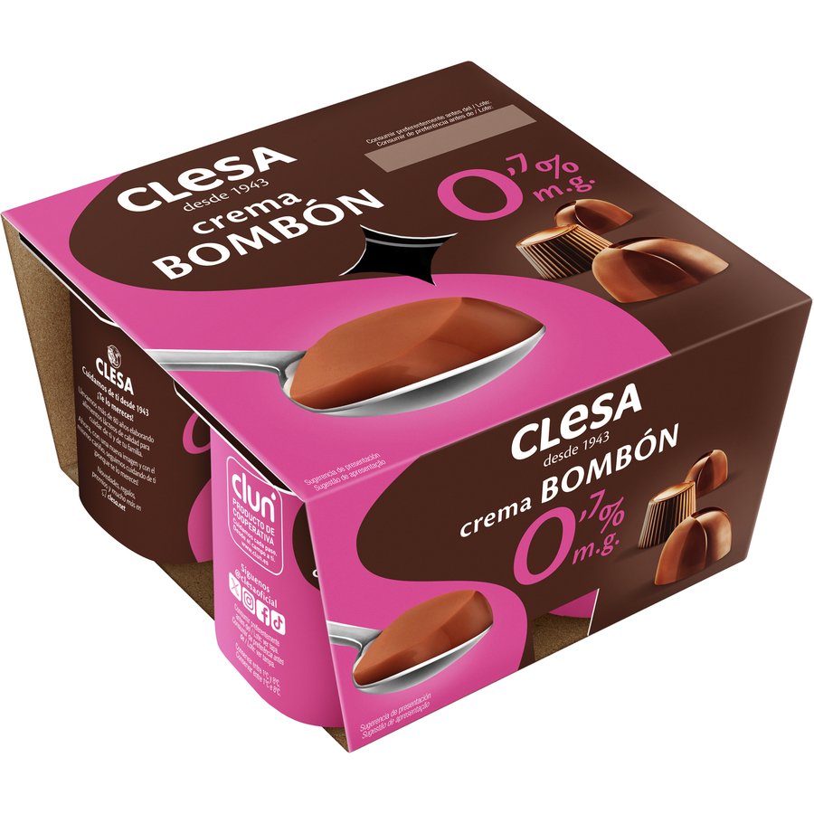 Crema bombón CLESA 0,7% M.G pack 4x125 g