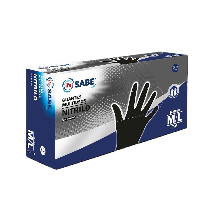 Guantes multiusos nitrilo sin polvo IFA SABE tamaño M/L 7/8 100 unidades