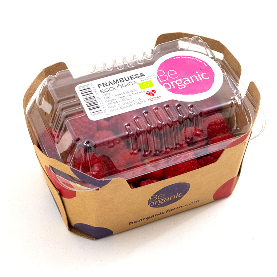 Frambuesas ecológicas del terreno bandeja 125 g