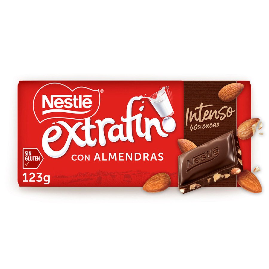 Chocolate con leche y almendras NESTLE Extrafino intenso 123 g