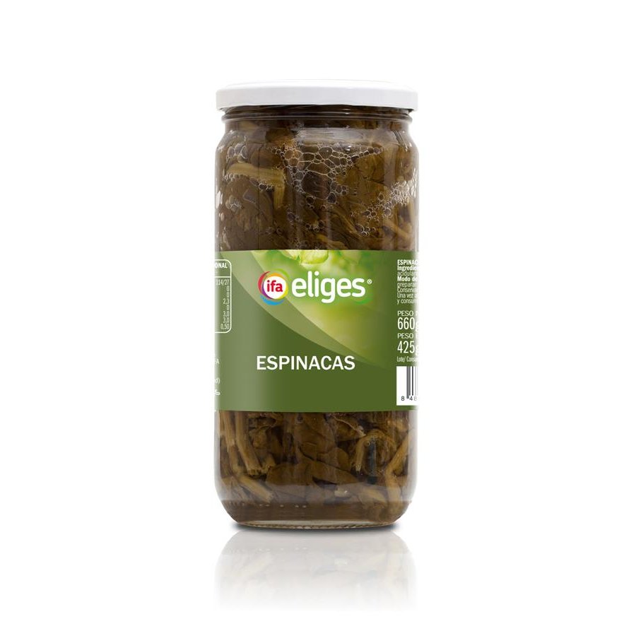 Espinacas al natural IFA ELIGES frasco 425 g pne.