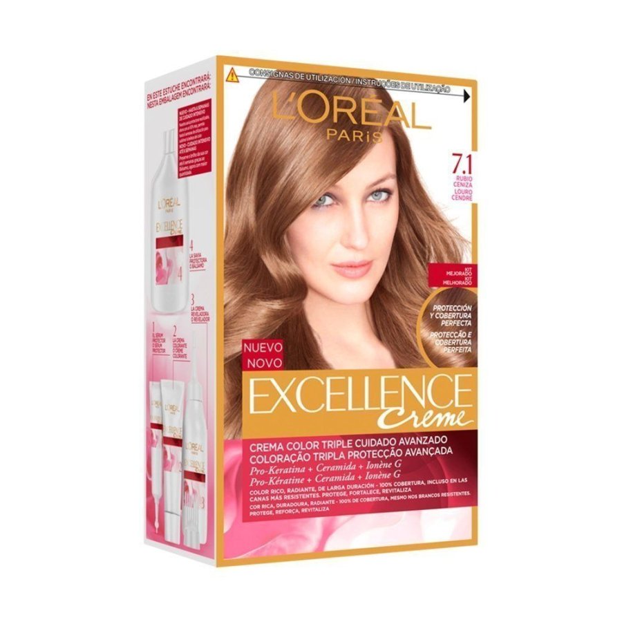 Crema color L'OREAL Excellence rubio-ceniza 7.1