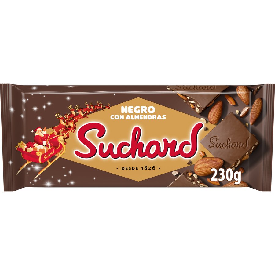 Turrón SUCHARD choco negro con almendras 230 g