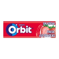Chicle ORBIT Fresa sin azúcar grageas paquete 14 g