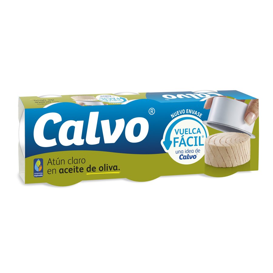 Atún claro en aceite de oliva  CALVO vuelca fácil 3x65 g pn.