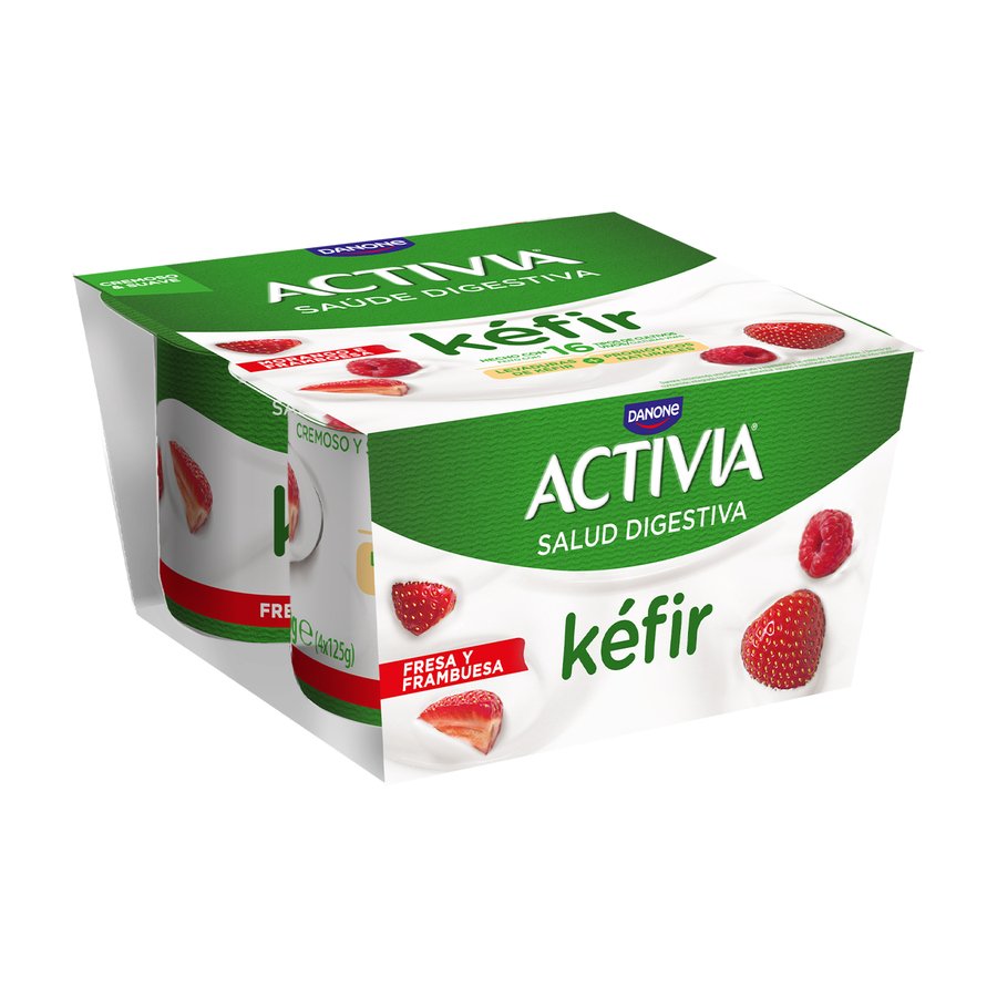 Kefir ACTIVIA DANONE Fresa-Frambuesa 4x125 g