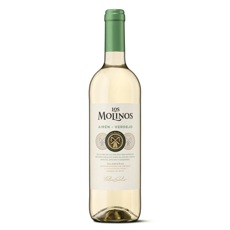 Vino blanco D.O.Valdepeñas LOS MOLINOS botella 75 cl