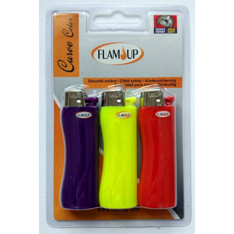 Pack 3 encendedores curve color FLAM UP