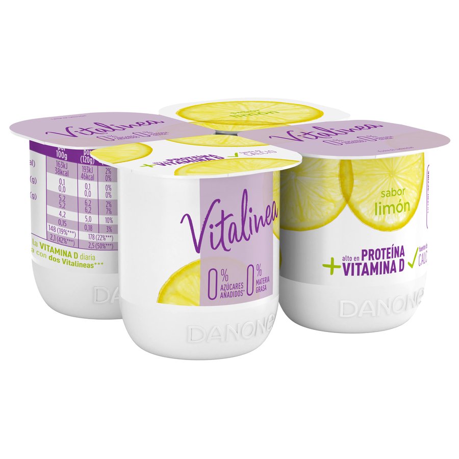 Leche fermentada desnatada DANONE VITALINEA sabor limón pack 4x120 g