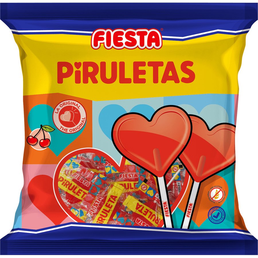 Piruletas corazón FIESTA bolsa 7 unidades 91 g