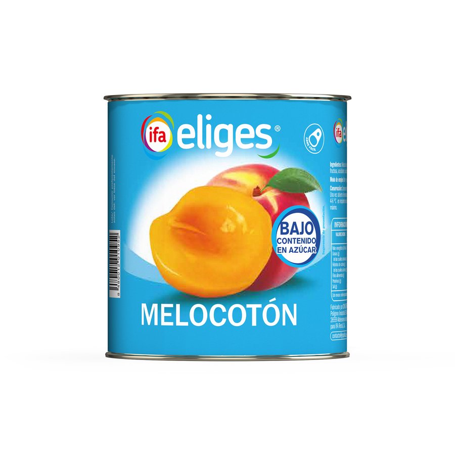 Melocotón en almíbar IFA ELIGES bajp contenido azúcar 480 g pne.