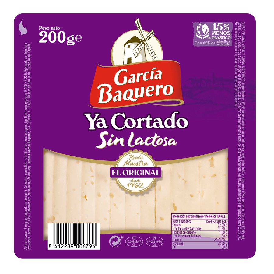 Queso GARCIA BAQUERO sin lactosa ya cortado 200 g