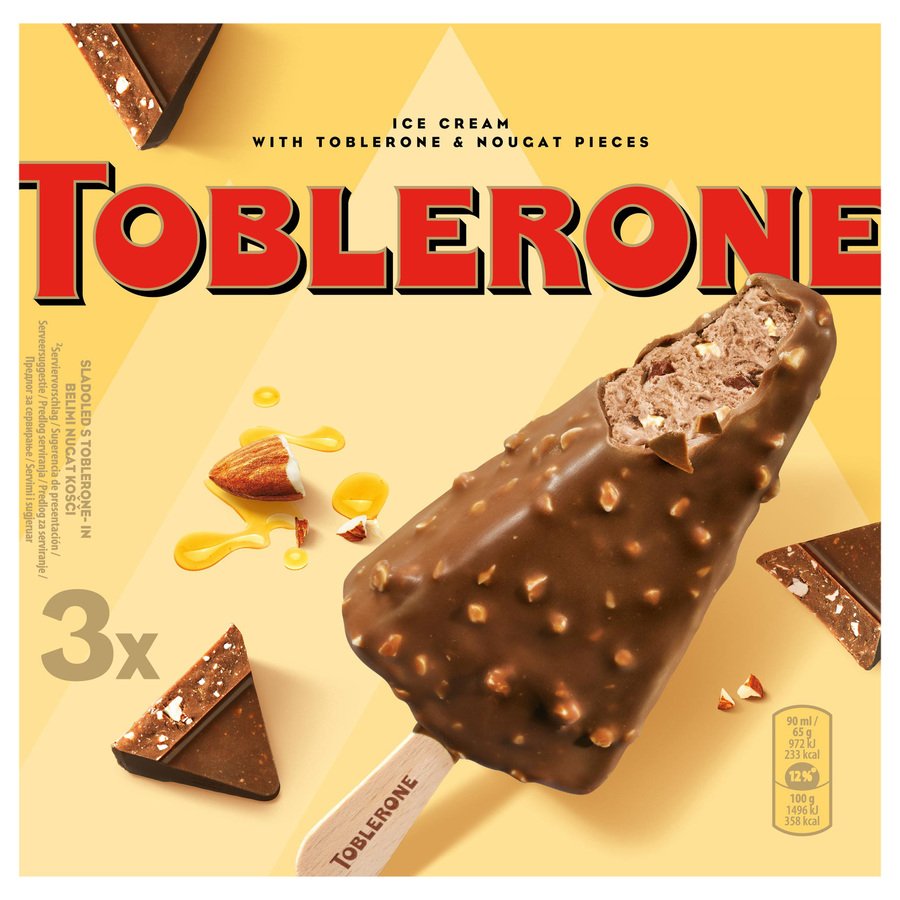 Helado bombón TOBLERONE 3 unidades 195 g