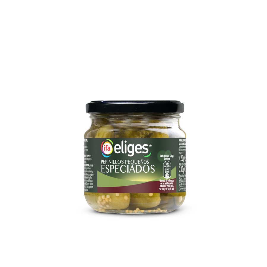 Pepinillos IFA ELIGES pequeños especiados frasco 230 g.pne