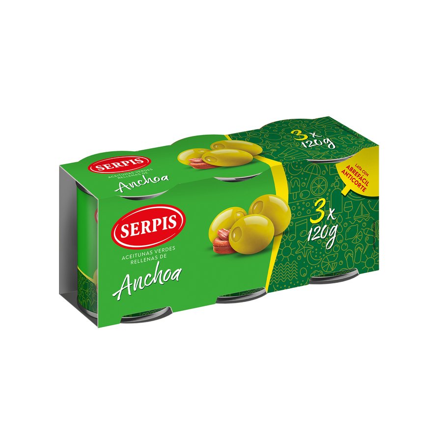 Aceituna rellena de anchoa SERPIS lata 3x50 g pne