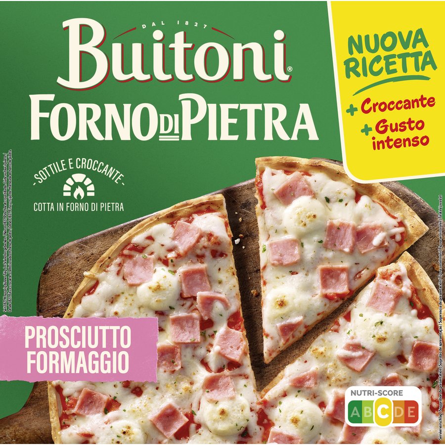 Pizza congelada BUITONI Forno Pietra prosciutto e formaggio 350 g