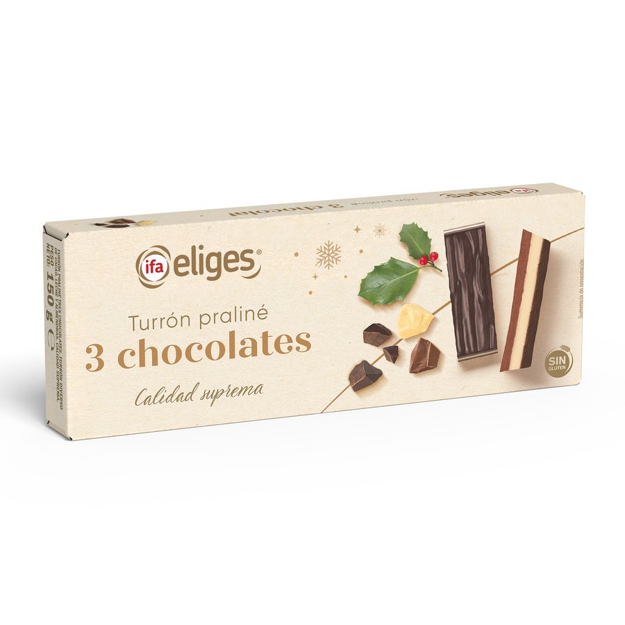 Turrón praliné 3 chocolates IFA ELIGES 150 g