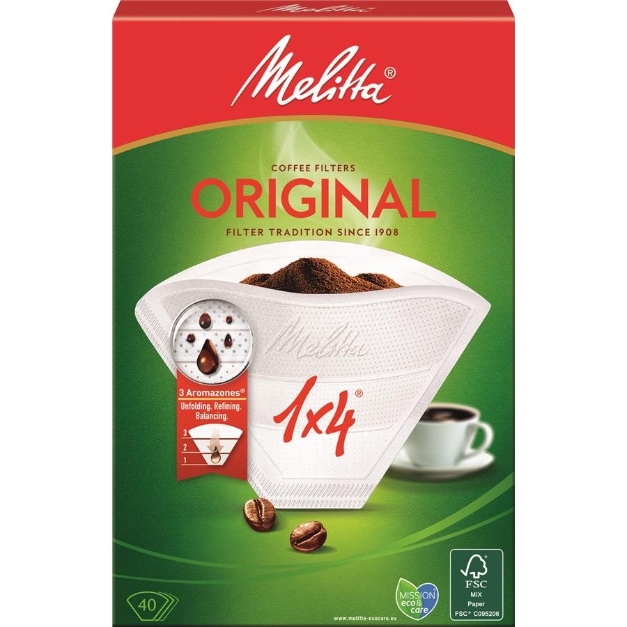 Filtros café 1x4 tazas MELITTA caja 40 unidades